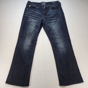 Salvage Mayhem Jeans Mens 33x29 Dark Blue Regular Bootcut Whiskered Denim